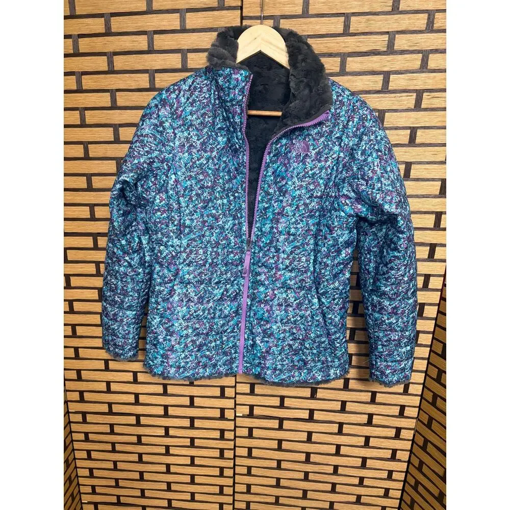 The North Face Blue And Gray Reversible Jacket Girls Size XL